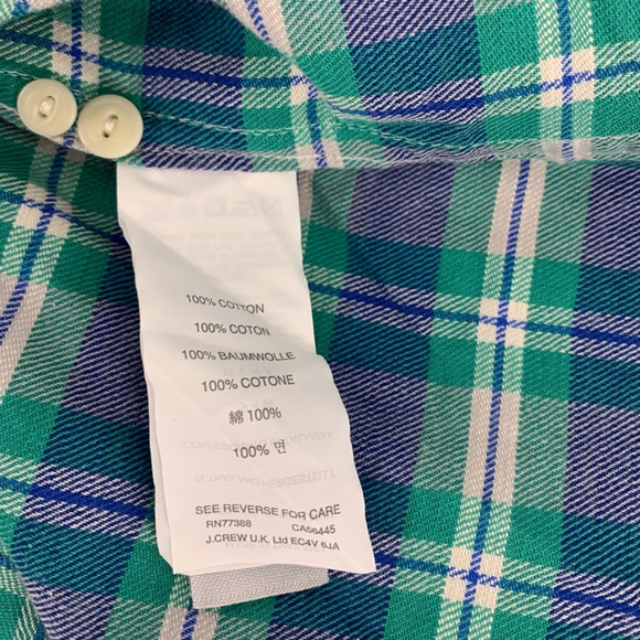 J.Crew Boy Fit Plaid Flannel Shirt Green Blue 4 - Picture 5 of 10